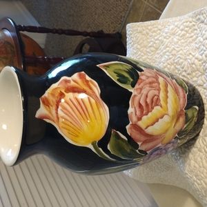 Ancora Black Hand Painted Italian Vintage Vase